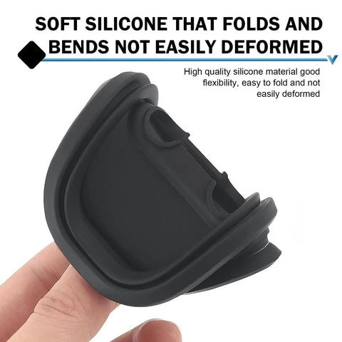 Close-up of a black silicone car door latch cover showcasing flexibility, part of Upgrade Your Whip With These Sick Silicone Car Door Latch Covers To Kill The Loud Clunks.