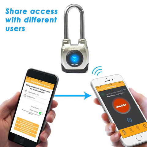 4th Gen Smart Padlock With Bluetooth And NFC Fob Weatherproof Tough As Nails Rugged Lock For Commercial Use demonstration with phones