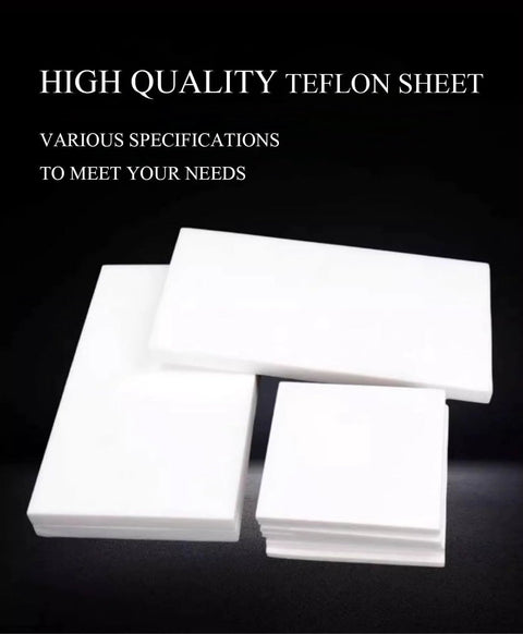 PTFE Teflon Sheet 200x300mm Formable Nonstick Board for Gaskets and DIY Crafts, multiple sheets displayed on black background.