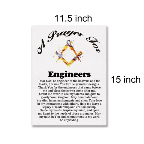 Engineer’s Prayer Canvas Wall Art For Office Decor And Home, Engineering Gift Poster 11.5x15 Inches, Framed Ready To Hang