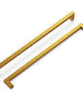 Solid Core Kitchen Cabinet Pulls In Brushed Golden Brass, 12 Inch Hole Center, Heavy Duty Luxury Handles For Cabinets, Doors And Dresser Drawers.