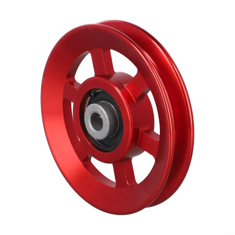 Cable Pulley Wheel Replacement For Home Gym Equipment With CNC Aluminum Pulley Block And 6202RS Quiet Bearing, Adjustable 75 To 114mm Workout Pulley Roller In Black And Red, High Strength AL6061 Build For Smooth, Quiet, Long Lasting Gym Repairs red aluminum pulley wheel with 6202RS bearing