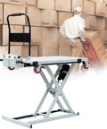 Heavy Duty Hydraulic Electric Scissor Lift Table And 300Kg Mobile Platform Cart with adjustable height, designed for warehouse use.
