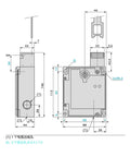 Detailed technical drawing of Heavy Duty Workhorse Industrial Safety Door Lock With Insert Solenoid Guard Switch XCSE7311 dimensions.