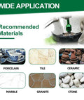 KURSTOL Diamond Core Drill Bits set with beveling/milling; front view shows porcelain, tile, ceramic, marble.