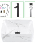 Rectangular Above Counter Vessel Sink 16 By 12 Inch Porcelain Ceramic Bathroom Sink With Faucet And Pop Up Drain Included