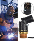 Close-up of 9-8219 Plasma Cutting Torch for SL60 and SL-100 with polymer copper construction, welding in progress beside it.