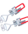 Pair Of Beefy Heavy Duty Adjustable Toggle Clamps With Quick Release Latch Zinc Plated Steel Strong Grip For Machinery Tool Boxes Workbenches