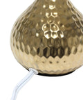 Hammered Gold Drip Table Lamp With White Fabric Shade Mini Size On Cord Switch 40W Type B Candelabra Bulb Not Included base