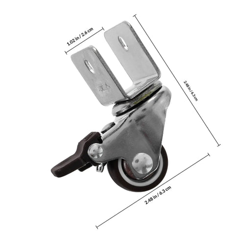 4 Pack Heavy Duty Swivel Casters Rolling Smooth As Silk With Retractable Kickback Locks For Living Room Furniture Workshop Carts And Storage Lockers Rock Solid Setup, features a push lock brake and poly wheel.