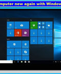 Laptop displaying Windows reinstallation with message 'Make your computer new again'. Focus: Five In One Windows Repair And Reinstall Bootable USB Drive For Fix, Recover, And Reinstall Windows 11, 10, And 7 On AMD64 And ARM64 PCs Includes PE Tools, Driver Pack, Antivirus, Data Recovery, And Password Reset.