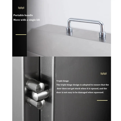 Weatherproof Stainless Steel Electrical Junction Box With Lock And Mounting Plate For Outdoor Use, Heavy Duty Enclosure To Protect Electrical Equipment From Rain, Dust, Snow And UV Rays, portable handle and triple hinge