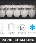 Top Shelf Countertop Automatic Ice Dispenser With Food Grade Abs Shell And Fast 12 To 15kg Production For Hassle Free Home Mixology showing ice cubes in molds.