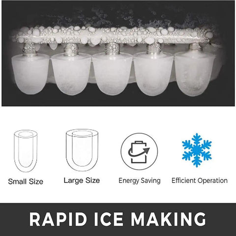 Top Shelf Countertop Automatic Ice Dispenser With Food Grade Abs Shell And Fast 12 To 15kg Production For Hassle Free Home Mixology showing ice cubes in molds.