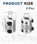 2 Pack Flexible Shaft Couplers 4 To 6 Mm Bore, 20 Mm Length, 15 Mm Diameter Aluminum Alloy Joint Connectors For Stepper Motors, 3D Printers, CNC Machines, DIY Encoders And Smooth Power Transmission; size diagram
