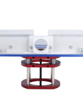 Heavy Duty Manual Lift Router Table Kit With Blue Aluminum Base Plate For 64 To 66 Mm Motors Solid Shop Upgrade Precision woodworking setup with red base and crank