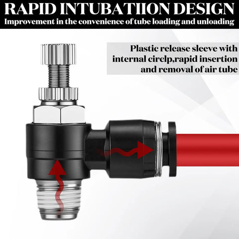10 Pack Pneumatic Air Flow Control Valves One Quarter Inch Tube OD And One Eighth NPT External Threads 90 Degree Elbow Fittings