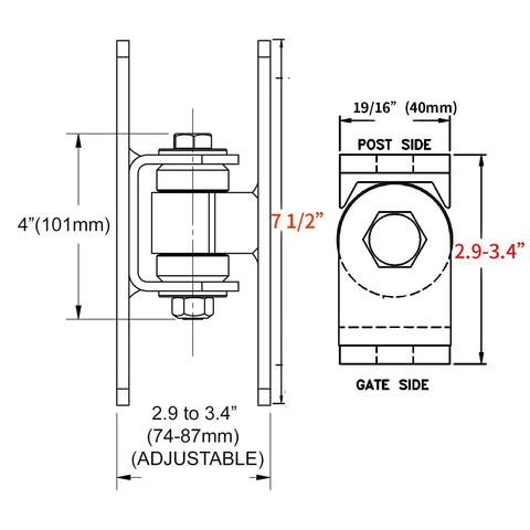 Heavy Duty Sealed Bearing Gate Hinges For Outdoor Gates Up To 1000 Lbs, Bolt On Or Weld On, Adjustable Yoke Pivot CI3700 Gate Hinge Pair, Black Built For Outdoor Use, Tough As Nails, 7.5in