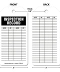 Flat Out Dependable Inspection And Status Record Tags By The Roll, dual-sided log tag 6.25" x 3" with perforated hole for hanging.