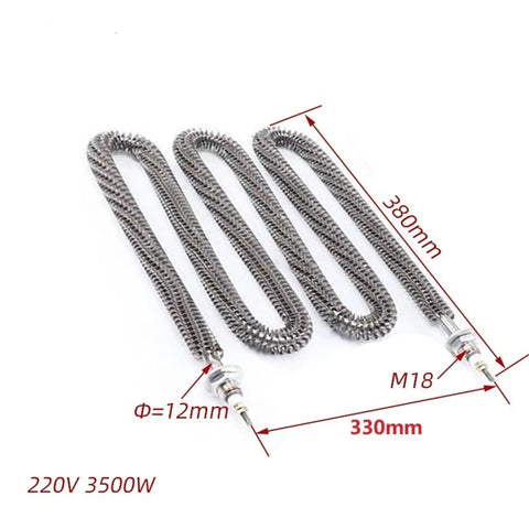 Straight Up Heavy Duty 220v Finned Heating Element Electric Fin Heater 3.5kw 4kw stainless steel construction with dimensions