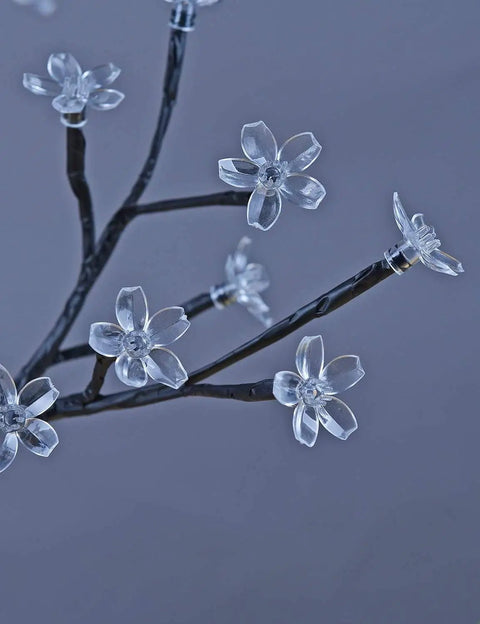 Close-up of flowers on 18 Inch Cherry Blossom Bonsai Tree With 48 LED Lights Warm White Glow 24V UL Listed Adapter Included Metal Base