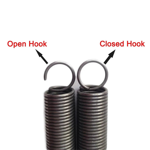Cool Tension Spring With Hooks, 1.0mm Wire Dia And Expandable Hook Springs For Home Care Tools Or Engine Valve Fix, close and open hooks visible.