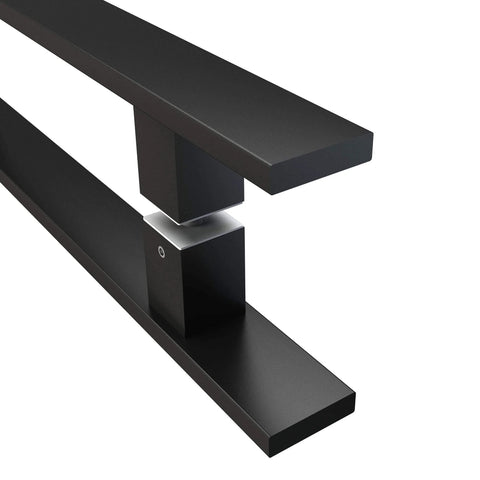 Heavy Duty 36 Inch Barn Door Push Pull Handle Made From Grade 304 Stainless Steel With Matte Black Finish Square Commercial Door Pull For Wood Or Glass Panels Tough As Nails For Entryways Front Offices And Home Use Anti Rust Durable