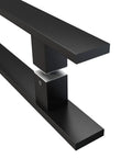 Heavy Duty 18 Inch Barn Door Pull Handle And Push Plate Set Matte Black, Grade 304 Stainless Steel showing close-up detail.
