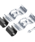 Eight Set Double Port Parallel Pipe Clamp Connectors For Three Quarter Inch Emt Fitting No Shims Needed Built Like A Tank Galvanized Steel parts displayed with black fittings and hardware.