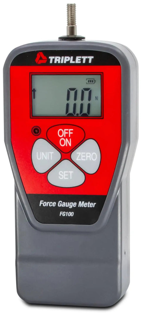 Digital Force Gauge For Tension And Compression With 110 Lb Capacity Peak Hold Backlit LCD High Accuracy 0.5 Percent Load Cell Measures Pull And Push Forces For QC Research And Field Testing, red handheld meter