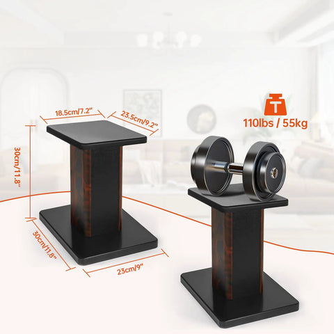 12 Inch Tall Wood Speaker Stands Set Of 2 For Home Theater HiFi Desktop And Satellite Speakers Durable MDF Monitor Stands