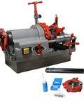 Tough As Nails 110V Electric Pipe Threader Machine for 1/2 to 3 Inch plumbing pipes with self-oiling system and accessories.