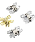Gold and silver concealed barrel cross door hinges for wooden boxes and cabinets, invisible folding door hardware, size 11x40MM.