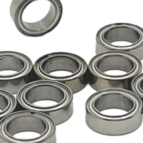 10 Piece Metal RC Car Bearing Kit With Sealed Ball Bearings For Trucks, silver metal rings displayed in a pile