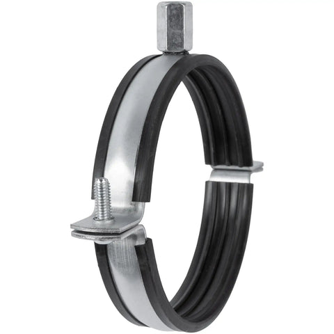 Built Tough Heavy Duty Galvanized Pipe Hanger With Rubber Clamp For PVC And Metal Pipes, Conduit Mounting Bracket, Wall Mount Tube Clamp, Rigid Conduit Holder, Pipe Attachment Hanger For Ducts And Drain Lines. Galvanized steel clamp with rubber lining