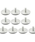 Rock Solid M10x17mm Screw Adjustable Leveling Feet 10 Piece Pack in silver with rubber base pads for furniture.