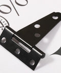Heavy Duty T Shape Door Hinges Set with zinc coating, iron, six screw holes, for easy install and quick dismantle, ideal for DIY projects.
