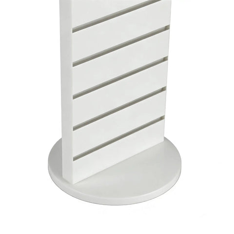 Base of Two Sided Slatwall Counter Spinner Display Rack In Maple Finish For Giftware And Jewelry, Rotating Spin Rack With Black Base