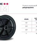 Plastic rim of Beefy 14 Inch Wheelbarrow Tire With Flat Free Design Made From Recycled Rubber Delivers 440 Pounds Capacity.