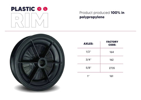 Plastic rim of Beefy 14 Inch Wheelbarrow Tire With Flat Free Design Made From Recycled Rubber Delivers 440 Pounds Capacity.