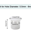 30 Pack White Plastic Hole Plugs 6mm Flush End Caps For 5.5 To 6mm Holes Cap Diameter 8mm Height 6mm product diagram