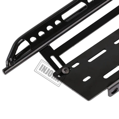 Close-up of RC Car Pedals And Rock Slider Side Boards 2 Pc Set For 1:10 Crawlers, Metal, Black, Snug Fit for Axial SCX10/SCX10 II 90046