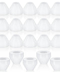 20 Pack White Nonstick Pen Bushings For Woodturning, Precise 11mm Height And 14mm Diameter Set displayed upright and upside down