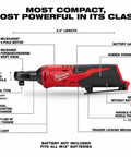 Heavy Duty M12 Three Eighth Drive Cordless Ratchet Battery Operated Power Tool Boasting Kickass Torque And Rock Solid Build features detailed diagram.