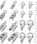 All In One Jewelry Making Kit With 304 Stainless Steel Findings 200 Fold Over Crimp Cord Ends 200 Jump Rings 50 Lobster Clasps