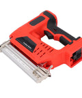 No Sweat Garage Grade Brushless Cordless Brad Nailer With Rapid Single Contact Firing Mode for smooth nail driving in red and black design.
