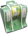 Clear Vinyl Replacement Dust Cover For 16 Gallon Gravity Flow Portable Eyewash Station Fits Over Entire Unit Protects From Dirt And Debris Eyewash Station Not Included, shown over a green eyewash unit.