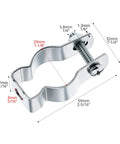 Rock Solid 3/4 Inch EMT Conduit Hangers 20 Pack With Bolts Zinc Plated Insulated Pipe Clamps detailed dimensions of pipe clamp.