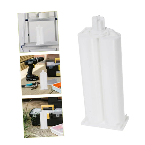 Dual AB Epoxy Cartridge Dispenser For Construction And Outdoor Repairs, 1 To 1 Ratio, Manual Glue Applicator With Reliable Flow Control, Portable Tube Work Kit For Pros And DIY Projects. White 50ml cartridge