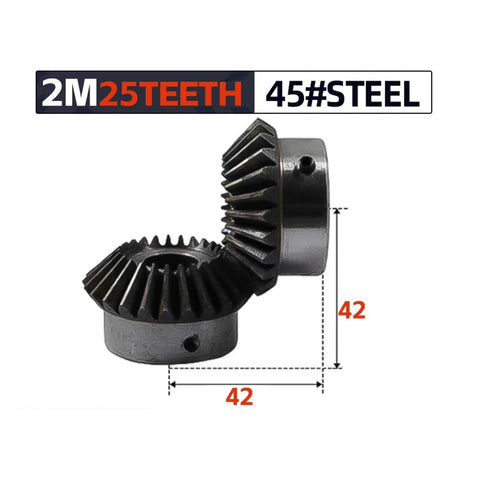 Beefy Bevel Gear Set 2M Pitch 25 Teeth Inner Hole 25mm 8mm Keyway M5 Screw Holes 90 Degree Meshing Steel Gears For Transmission Upgrades Heavy Duty High Wear Resistance Includes Four Pieces
